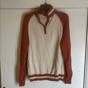Men's Zip-Up Sweater in Cream and Red